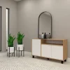D_865951-MLA92323480214_092025-O.webp Vajillero Bahiut Aparador 3 Puertas Mueble Comedor 130 Cms Color Nebraska Natural / Blanco