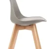 Juego De 4 Sillas De Comedor Tapizadas Con Diseño De Madera Tulipa De Eames, Asiento Gris Tulipán Beige