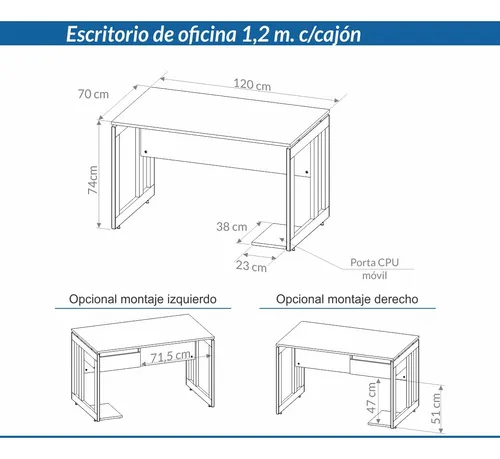 D_866200-MLA85785227404_062025-O.webp Escritorio Para Oficina Con Cajon 1.20 X 0.70 7911- 7201