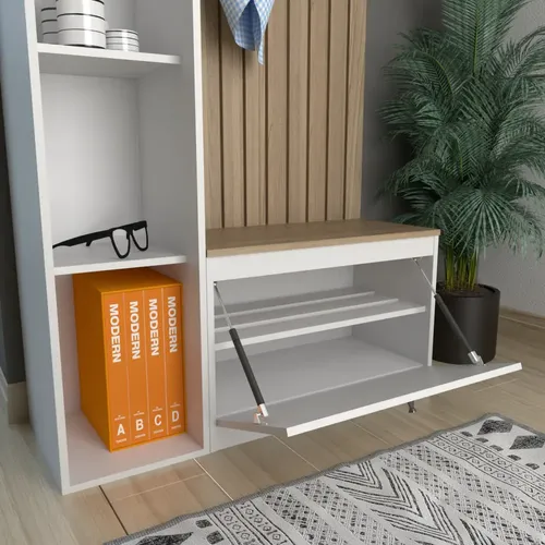 D_866587-MLA84354265304_052025-O.webp Recibidor Mueble Organizador Con Zapatero Y Estanteria Hogar Color Olmo Con Everest
