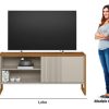 Estante Para Tv Gold Linea Brasil De 55 Pulgadas, Color Natural/blanco Roto
