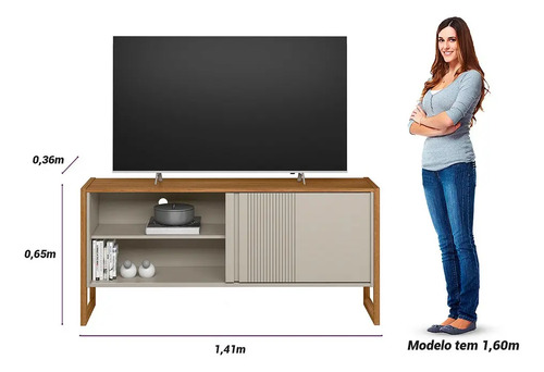 Estante Para Tv Gold Linea Brasil De 55 Pulgadas, Color Natural/blanco Roto