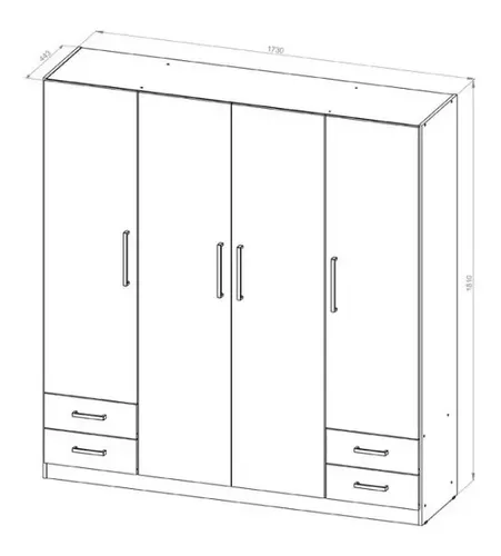 Ropero Placard Organizador 4 Puertas- 4 Cajones- Pac170