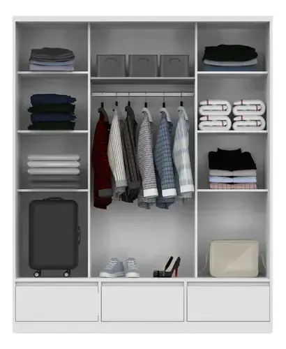 Ropero Placard Organizador- 2 Ptas Corred. 3 Caj. Pc-180