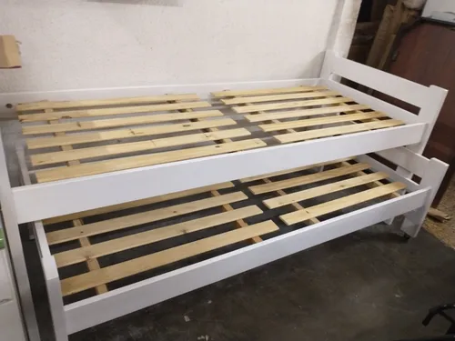 Cama Nido Doble Sin Carro Cama- Pino Lustrado- Blanco