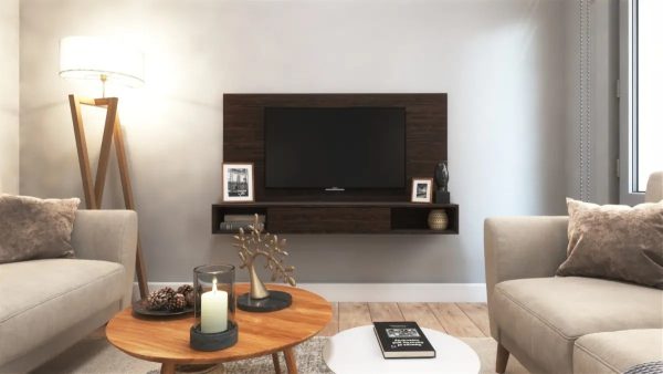 D_870227-MLU74099656354_012024-F.jpg Panel De Tv Lcd Led Melamina Modular Flotante Rack Estantes +++ Color Roble Nebraska Gris