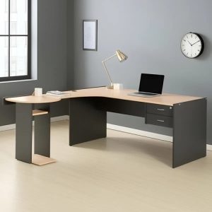 Escritorio En L Puesto De Trabajo Mesa Oficina 18mm Premium Color Negro - Haya