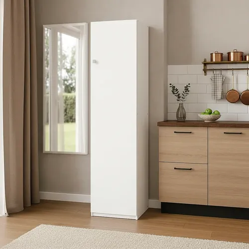 D_872868-MLA101160427714_122025-O.webp Despensero Cocina Alacena Organizador De Guardado 1 Puerta 4 Estantes Blanco Melamina Resistente Compacto Multiuso Despensa Hogar Comedor Moderna Fácil Limpieza D050 Dielfe