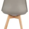 Juego De 4 Sillas De Comedor Tapizadas Con Diseño De Madera Tulipa De Eames, Asiento Gris Tulipán Beige