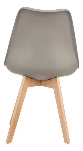 Juego De 4 Sillas De Comedor Tapizadas Con Diseño De Madera Tulipa De Eames, Asiento Gris Tulipán Beige