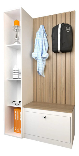 D_875580-MLA84354030654_052025-O.jpg Recibidor Mueble Organizador Con Zapatero Y Estanteria Hogar Color Olmo Con Everest