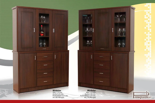 Modular Cristalero Living Comedor Melamina. 1.25 Mt Cod.793