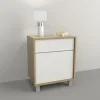 Mesa De Luz 1 Puerta, 1 Cajon. Sistema Push. Cod. 6426