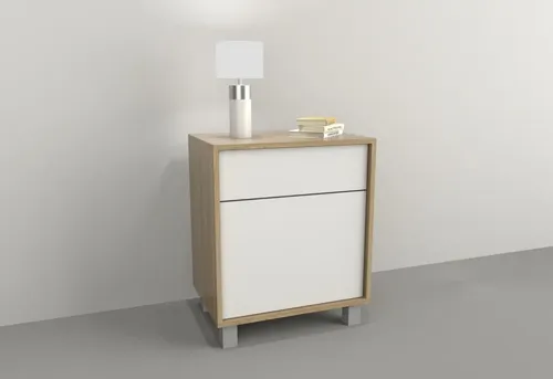 Mesa De Luz 1 Puerta, 1 Cajon. Sistema Push. Cod. 6426