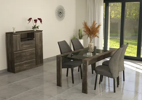 Mesa Cocina 180 X 90. Awen- Patas Melamina Tapa De Vidrio