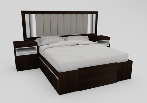 Respaldo P- Sommier Tapizado Kyomu C/ Luz Led, Usb Y Vidrio