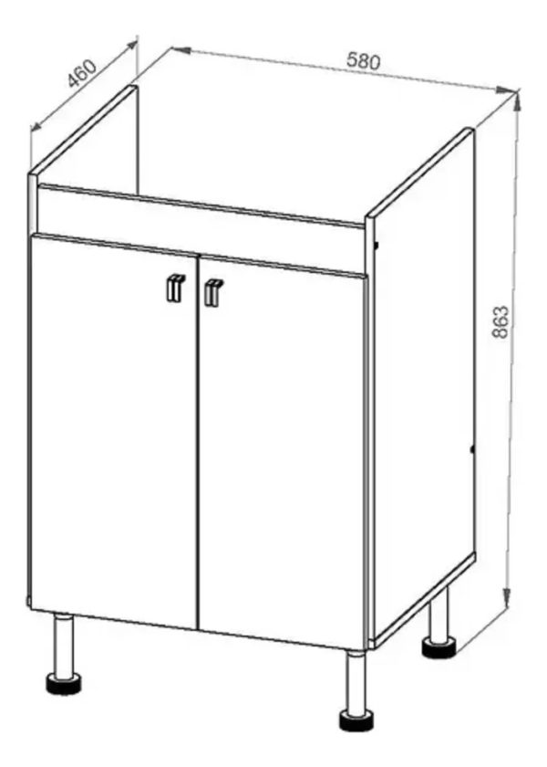 Bajo Mesada Para Lavadero Sin Pileta. 58 X 86 X 46 Blr 060