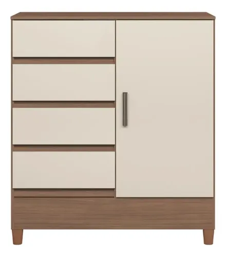Cómoda Santos Andirá Fit 1.4 Con 4 Cajones/ 1 Puerta Jeq/off Jequitibá/off White