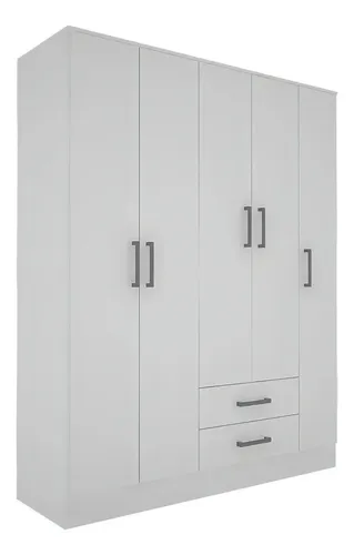 Placard Orlandi Bahía 1.51 Color Blanco De Melamina Con 5 Puertas Batientes