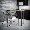 Banqueta Milano Tapizada Cuerina Taburete Alto Cocina Barra Desayunador Living Estructura Caño Redondo Resistente 120 Kg Moderna Negro Asiento Negro Bml017 Dielfe Laqueado