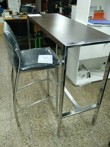 Mesa Barra Desayunador. Tapa Melamina Base Cromada 120 X 45.