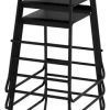 Banquetas Industrial Soho Negra Taburete Kit X2 Alto Asiento De Chapa Metálica Con Respaldo Caño Redondo 5/8 Para Barra Cocina Desayunador Living Resistente 90 Kg Bcs023 Dielfe Laqueado Negro