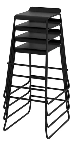 Banquetas Industrial Soho Negra Taburete Kit X2 Alto Asiento De Chapa Metálica Con Respaldo Caño Redondo 5/8 Para Barra Cocina Desayunador Living Resistente 90 Kg Bcs023 Dielfe Laqueado Negro