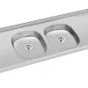 Mesada Doble Bacha Central Acero 140cm Delos Duranox 430 Cts