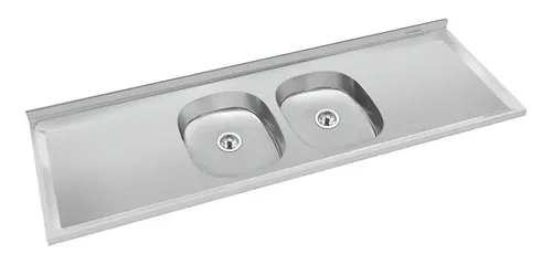 Mesada Doble Bacha Central Acero 140cm Delos Duranox 430 Cts