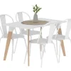 Mesa Fija Rectangular Oslo 140 X 82- Tapa Blanca Base Roble