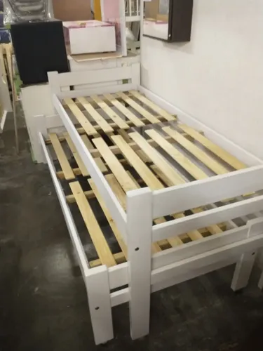 Cama Nido Doble Sin Carro Cama- Pino Lustrado- Blanco