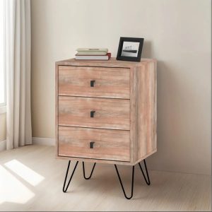 D_892849-MLA92296582856_092025-O.jpg Cajonera Industrial 3 Cajones Organizador Dormitorio Living Oficina Guardado Ropa Accesorios Color Atakama Patas Metal Negro Estilo Loft Tiradores Negros Cpi003 Dielfe