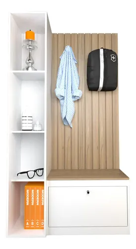 D_893931-MLA84651558719_052025-O.webp Recibidor Mueble Organizador Con Zapatero Y Estanteria Hogar Color Olmo Con Everest