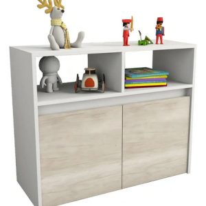 Mueble Juguetero Guardado Organizador Juguetes Baúl Multiuso De Melamina Con Ruedas Color Nevado Con Everest Amv Table's Liso