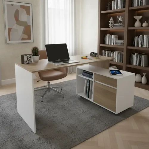 Escritorio Mesa De Pc Organizador Con Mueble Bajo Cod. 3048