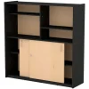 Biblioteca Armario Mueble Organizador Ptas Corrediz Estantes Color Negro - Haya