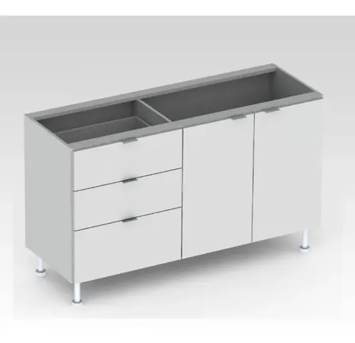 Bajo Mesada. 2 Puertas. 3 Cajones- Ctb140 Melamina 140-85-50