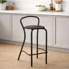 Banqueta Milano Tapizada Cuerina Taburete Alto Cocina Barra Desayunador Living Estructura Caño Redondo Resistente 120 Kg Moderna Negro Asiento Negro Bml017 Dielfe Laqueado