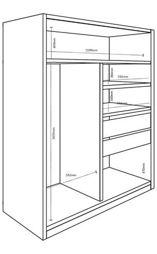 Ropero Placard 2 Ptas Corredizas 1.23 X 2.10 X 0.58 Dle 362
