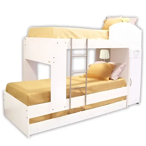 D_907980-MLA94665393705_102025-O.webp Cama Cucheta Nido 1 Plaza Platinum Blanca Mdf Con Cajón Y Estante Blanco
