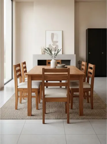Mesa Comedor Pacifico 1.50 X 90 + 6 Sillas Atlantic Tapiz