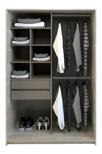 D_911051-MLA93609441586_102025-O.jpg Interior De Placard Melamina Vestidor Ropero Sin Puertas Color Nevado Con Gris