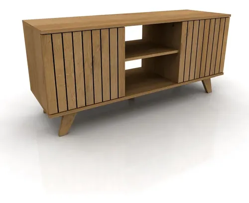 D_911956-MLA82900823813_032025-O.webp Mueble Tv Moderno Escandinavo Rack 2cajones Estantes 120x54 Color Roble Miel