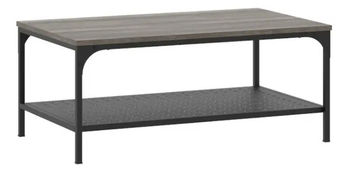 D_914483-MLU76338559963_052024-O.jpg Mesa Ratona Industrial Soho 2 Niveles Con Estante Inferior Chapa Perforada Living Canyon Negro Mesa Centro Baja Moderna Estilo Loft Caño Metal Melamina Fácil Armado Mrs100 Dielfe