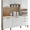 Alacena Cocina Kit's Paraná Ferrara 180 Cm Mdf 6 Puertas 2 Cajones Gris Oscuro
