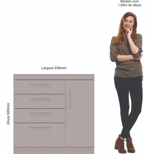 Comoda Chiffonier Cajonera- 4 Cajones 1 Puerta. Lille 1130