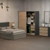 Cómoda 3 Cajones Línea Niza Organizador Dormitorio Living Guardado Ropa Accesorios Sin Tiradores Estilo Moderno Flotante... Gris / Roble Kendal