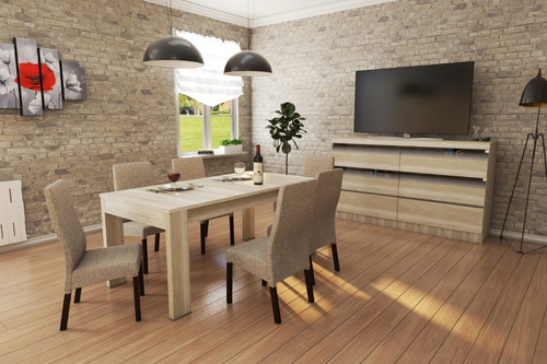 Mesa Cocina Comedor Fija 180 X 90- Patas Melamina. Capri