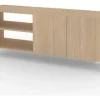 Mueble De Tv Rack Para Tv Led Tele Televisor Hasta 55'' Con 2 Puertas 2 Estantes Melamina 130cm Color Roble Natural Moderno Linea Oslo Ros130 Dielfe