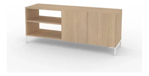 Mueble De Tv Rack Para Tv Led Tele Televisor Hasta 55'' Con 2 Puertas 2 Estantes Melamina 130cm Color Roble Natural Moderno Linea Oslo Ros130 Dielfe